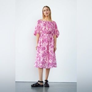 WB WITHBLACK Pink and Magenta Floral Midi Dress size XS